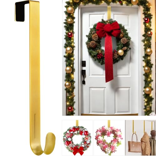 12 Metal Wreath Hanger for Front Door NonScratch DamageFree Wreath Hanger Heavy Duty OvertheDoor Hooks for Hanging Welcome Sign Wreath Holder for Easter Halloween Fall Christmas Decorations