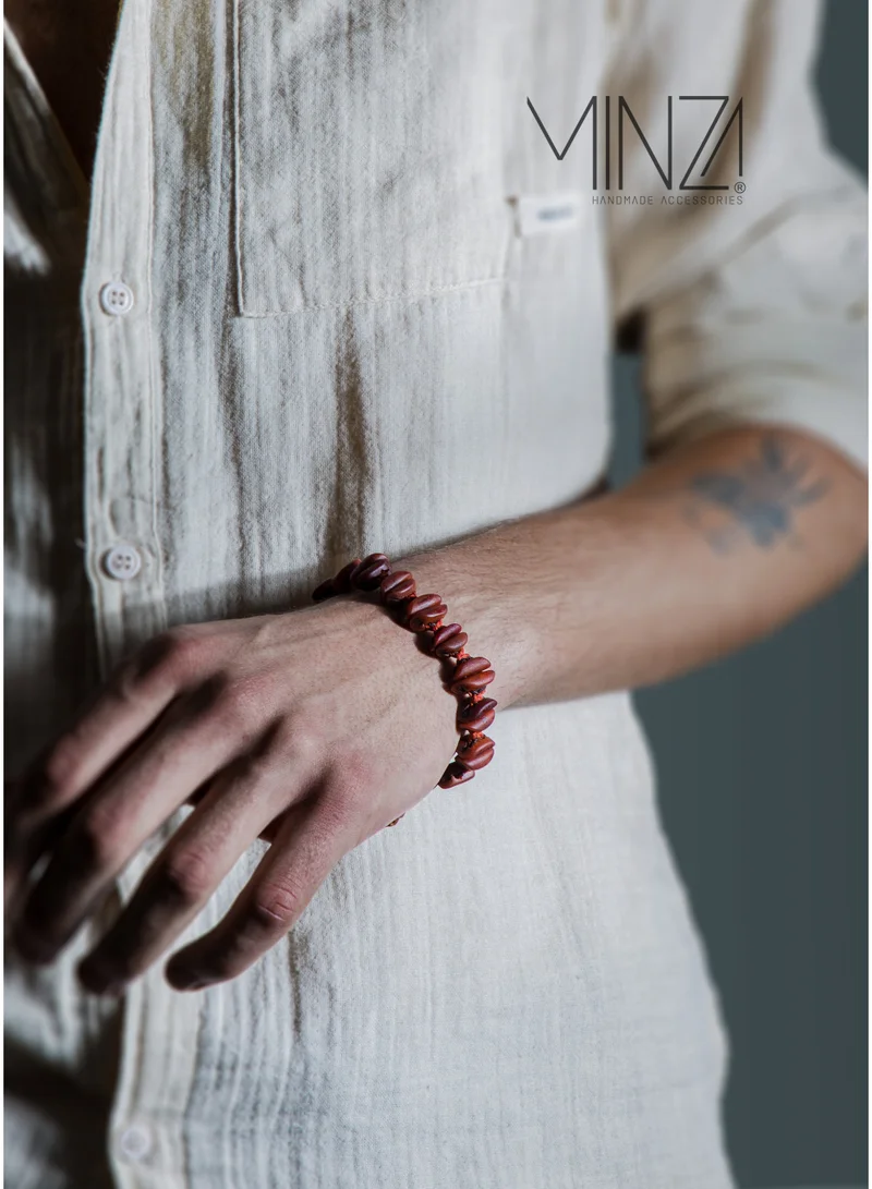 Minza Minza ” Rudraksha ” Date and Rudraksha stones, Handmade Bracelet for Men, Beaded Bracelet, Jewelry for Casual & Special Occasion
