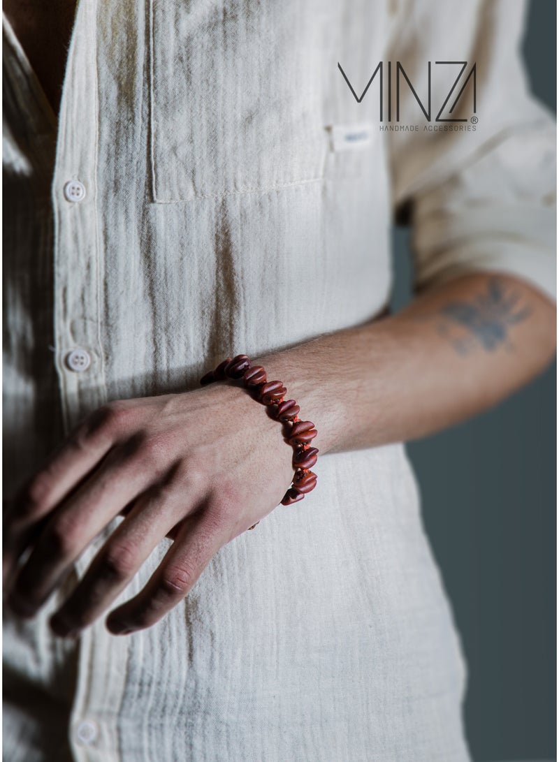Minza ” Rudraksha ” Date and Rudraksha stones, Handmade Bracelet for Men, Beaded Bracelet, Jewelry for Casual & Special Occasion - Image 1