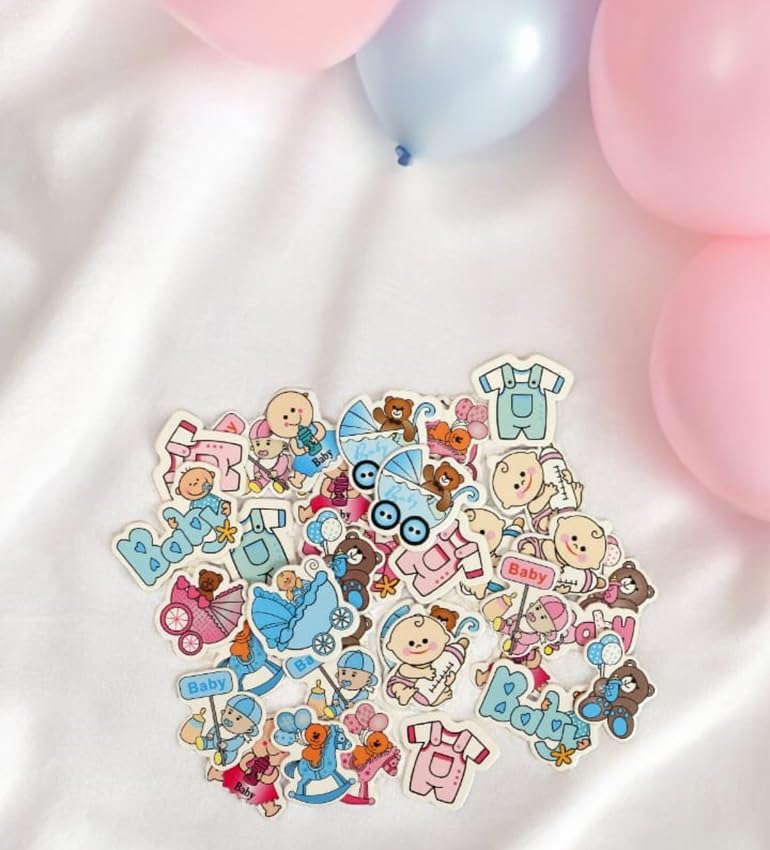 Chocozone Baby Girl & Boy Decorations for Baby Shower Hampers Decorations Basket 3D Gift Wrap Motivs (Pack of 100) - Image 1