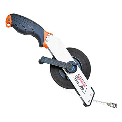 FREEMANS OW30 Steel Open Reel 30m:13mm Measuring Tape-30m/100ft With Soft Grip Bi-Material Handle | Durable Zinc Winding Arm | Pistol Type Case | Dura Coat Tape Blade and Heavy Duty Aluminium Case - Image 1