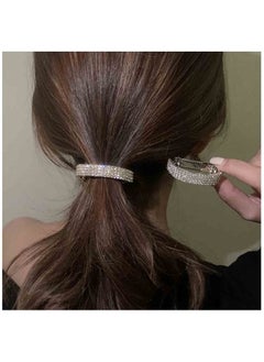 Yheakne Boho Crystal Ponytail Holder Luxury Ponytail Hair Cuff Barrette Geometric Hair Holder Clip Vintage Rhinestone Hair Tie Band Ring Bling Hair Accessories For Women And Girls Gifts  - Image 1
