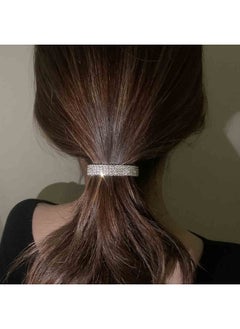 Yheakne Boho Crystal Ponytail Holder Luxury Ponytail Hair Cuff Barrette Geometric Hair Holder Clip Vintage Rhinestone Hair Tie Band Ring Bling Hair Accessories For Women And Girls Gifts  - Image 2