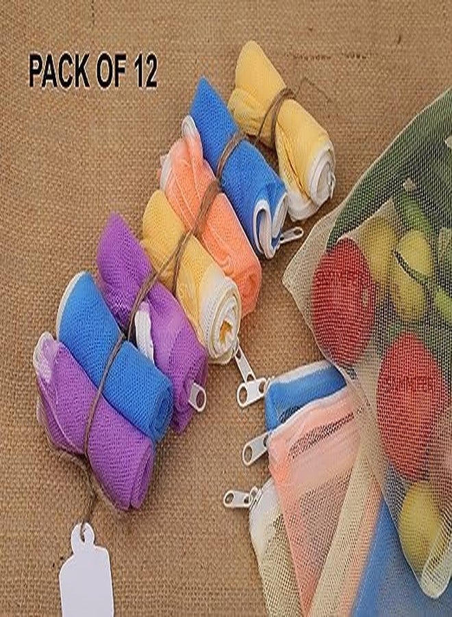 PUTHAK 12Pcs Multipurpose Zipper Bag for Fruits and Vegetables Fridge Washable Bags (Set of 12) Multicolour - Image 3