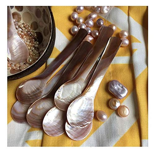 DUEBEL Mother of Pearl MOP Caviar Spoons Pink - Set of 10 pcs - Image 4