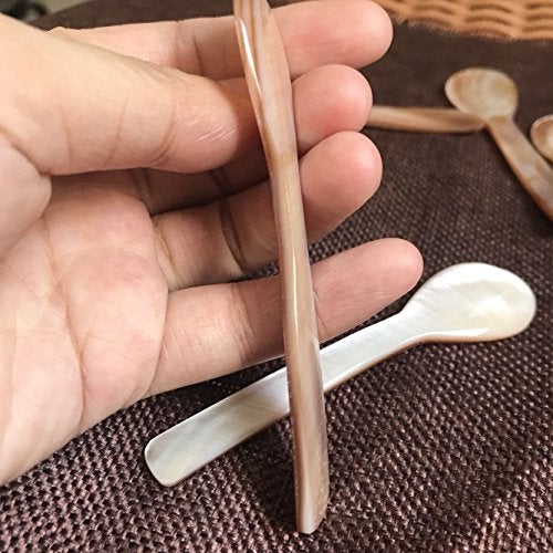 DUEBEL Mother of Pearl MOP Caviar Spoons Pink - Set of 10 pcs - Image 2