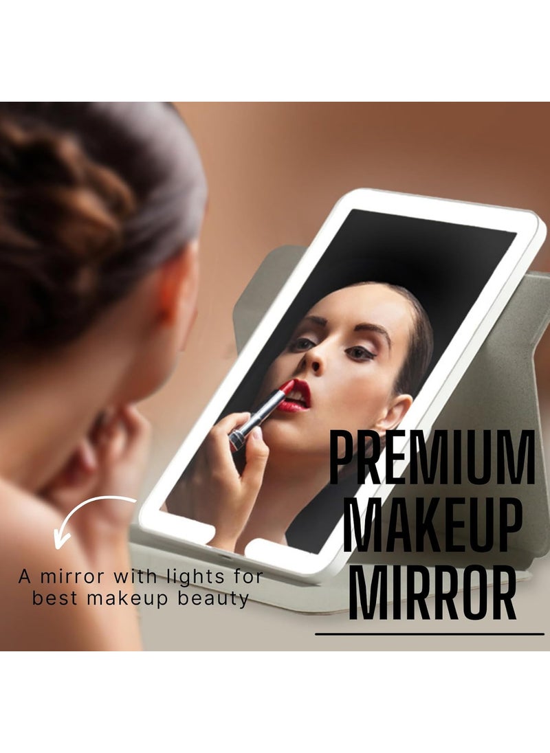 CBEX CBEX Travel Makeup Mirror Rechargeable 1000mAh Battery Beauty Mirror with 3 Light Colors Dimmable Brightness Folding Rotating Vanity Mirror with Smart Touch Screen PM01 20 X 135 X 1 CM  - Image 3