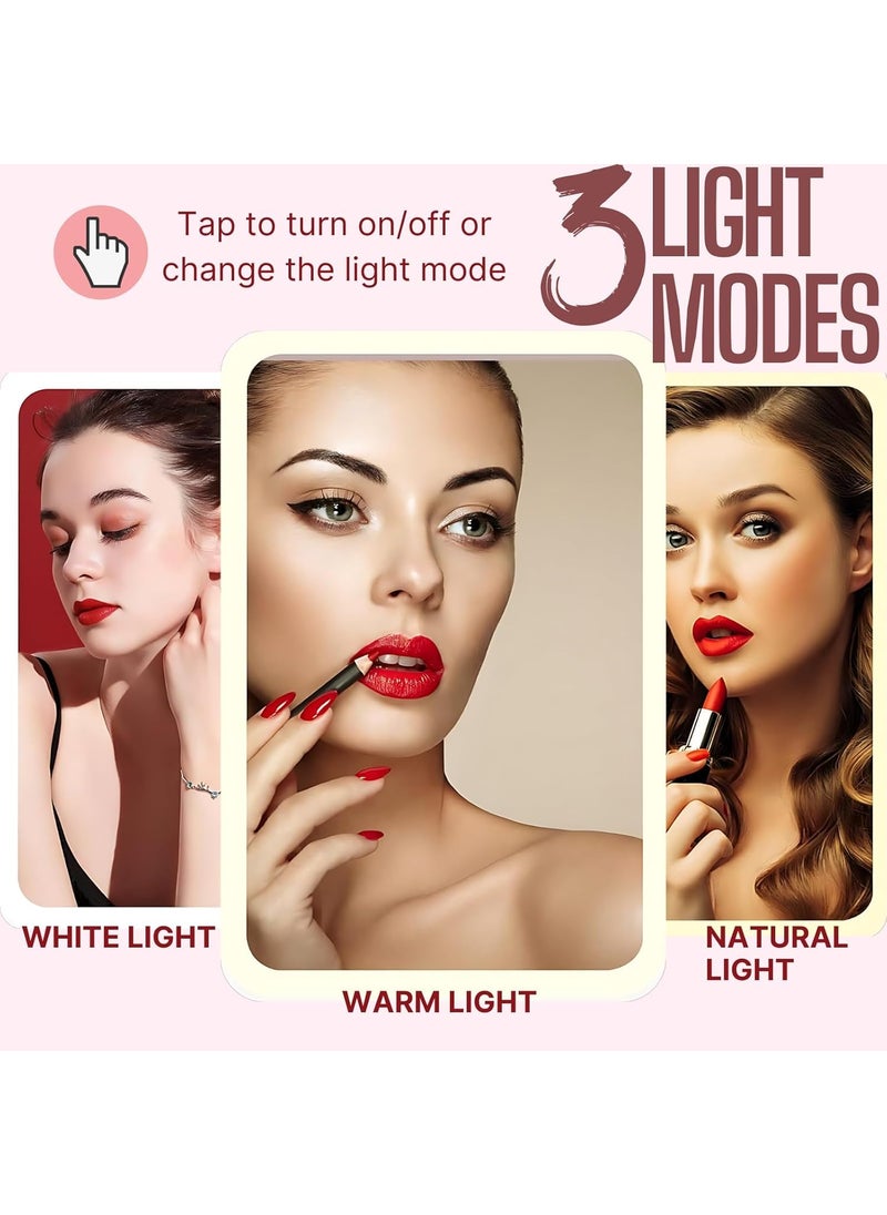 CBEX CBEX Travel Makeup Mirror Rechargeable 1000mAh Battery Beauty Mirror with 3 Light Colors Dimmable Brightness Folding Rotating Vanity Mirror with Smart Touch Screen PM01 20 X 135 X 1 CM  - Image 4