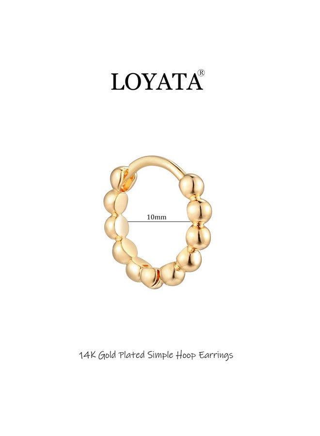 LOYATA Beaded Hoop Earrings Gold Huggie Sleeper 14K Gold Plated Dainty Small Simple Hypoallergenic Jewelry Gift for Women - Image 4