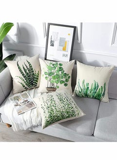KASTWAVE Pillows Set of 4 Decorative Throw Pillow Covers 45 x 45 cm, Green Leaf Waterproof Cushion Covers, Outdoor Cushion Cover Decorative Couch Pillows  - Image 3