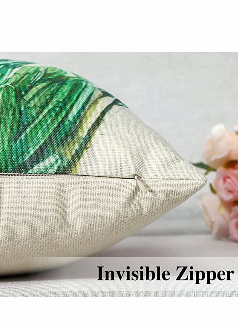 KASTWAVE Pillows Set of 4 Decorative Throw Pillow Covers 45 x 45 cm, Green Leaf Waterproof Cushion Covers, Outdoor Cushion Cover Decorative Couch Pillows - Image 5