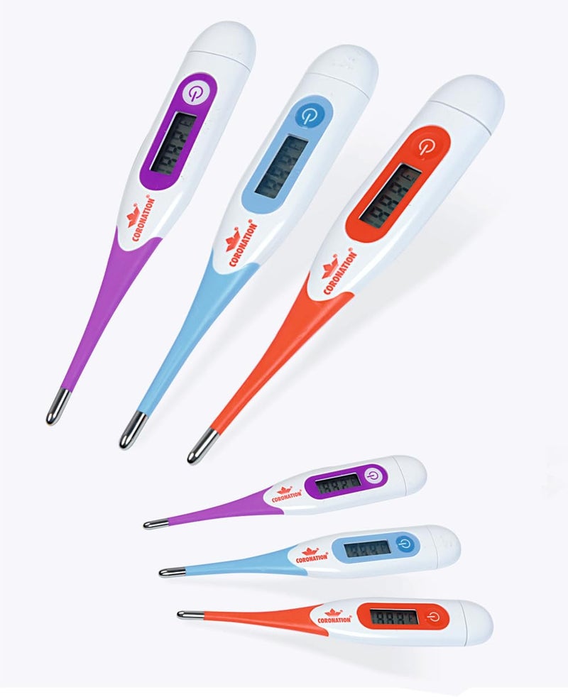 Coronation DT-4333 Digital Thermometer with Flexible Tip - 1 Pc | Quick Measurement for checking Body Temperature | Fever Check | For Oral & Underarm use| Big Display - Image 1