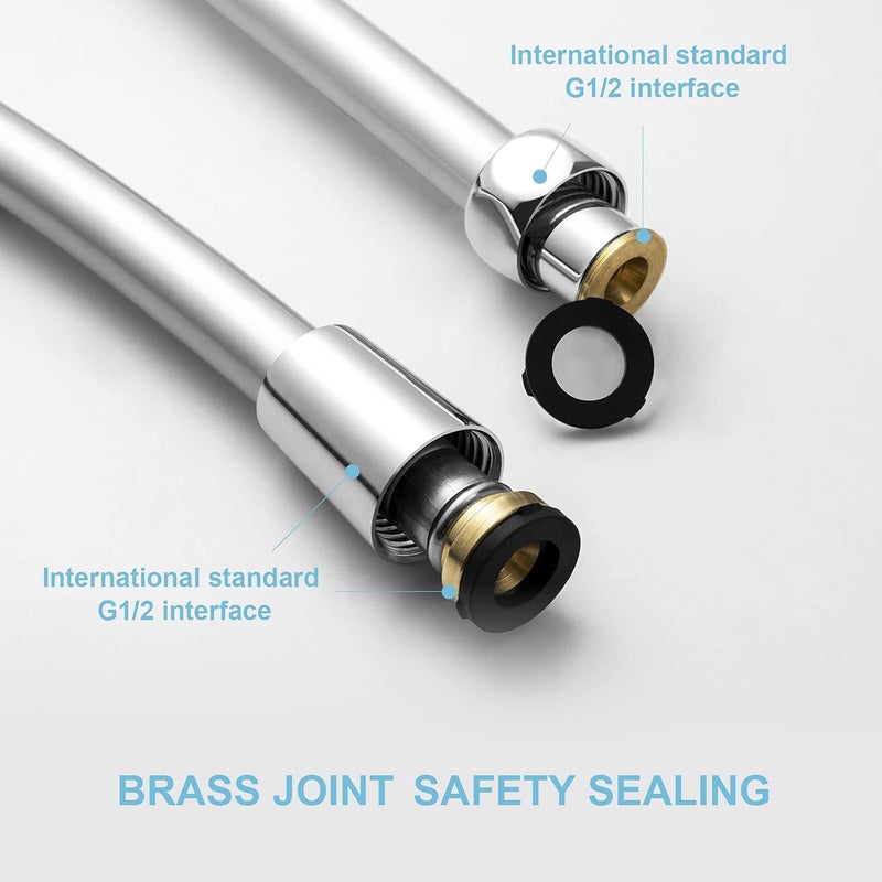 Offo Ultra-Flex Shower Hose, 198 in Premium RV PVC Handheld Shower Head Hose Flex Hoses Extension with Brass Insert and Nut for Bathing Pet Bathing, Silver Gray - Image 3