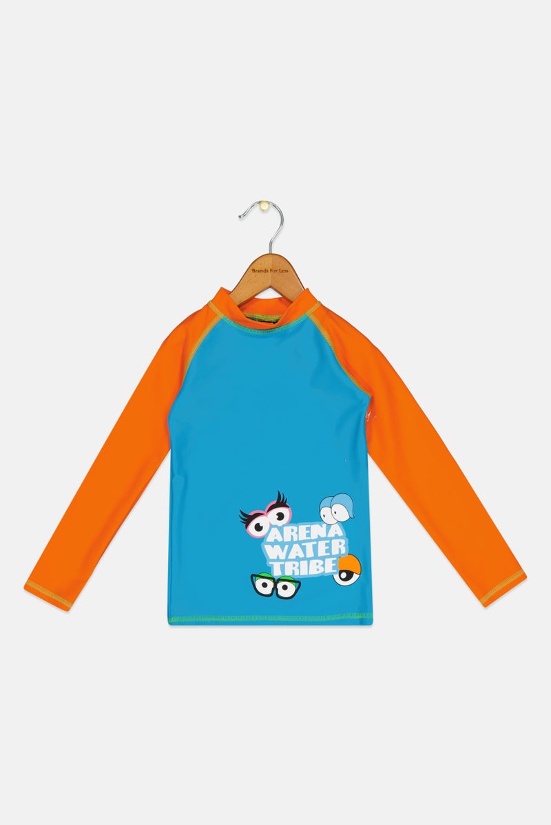 arena Kids Boy Long Sleeve Graphic Print Rash Guard, Multicolor - Image 1