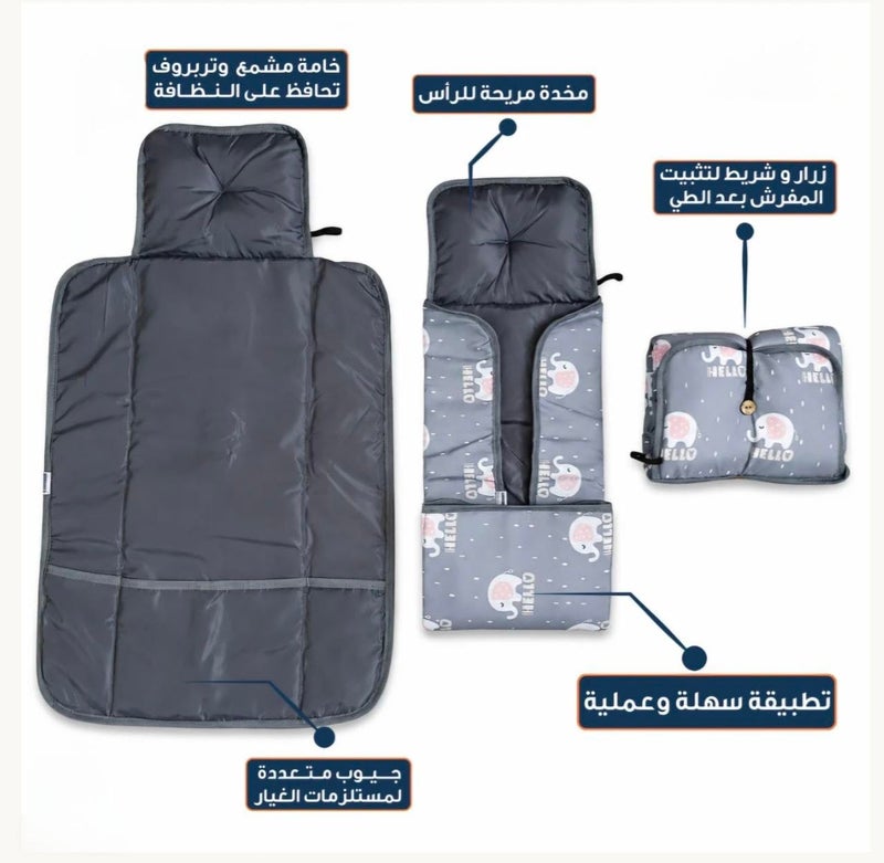 Portable Baby Changing Pad, Foldable Waterproof Diaper Changing Mat with Head Pillow & Storage Pockets, Baby Changing Station for Travel, Waterproof Changing Pad for Newborn Boys & Girls - Image 3