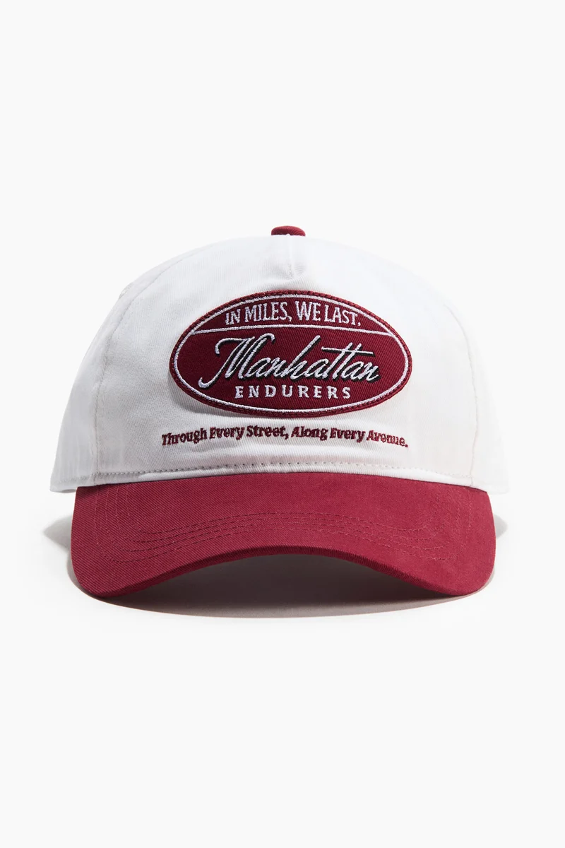 Motif-detail cotton twill cap