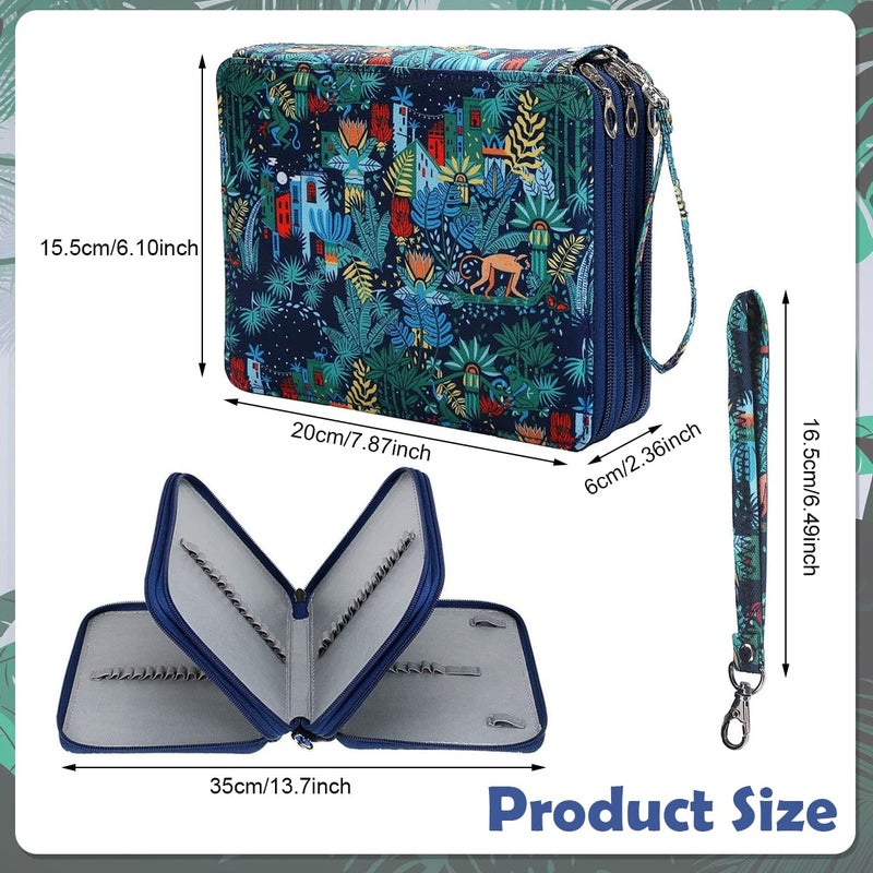 Climberty Student Pencil Pouch Travel for Colored Pencils with 78 Elastic Loops Cartoon Print Fashion Paint Storage Zipper Bag with Lanyard 6.3x7.87x2.36 Inch 3 PCS - Image 2