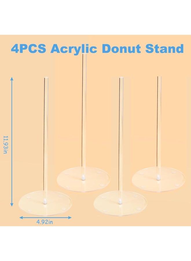 Slasa SLASA 4PCS Acrylic Donut Stand – Clear Donut & Bagel Display Holder Tower for Dessert Table, Birthday Party, New Year – Reusable Doughnut Stand 11.93x4.92 Inch  - Image 3