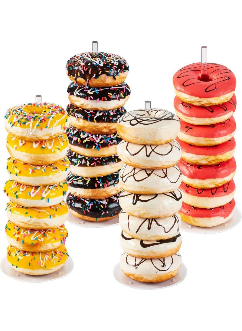 Slasa SLASA 4PCS Acrylic Donut Stand – Clear Donut & Bagel Display Holder Tower for Dessert Table, Birthday Party, New Year – Reusable Doughnut Stand 11.93x4.92 Inch  - Image 1