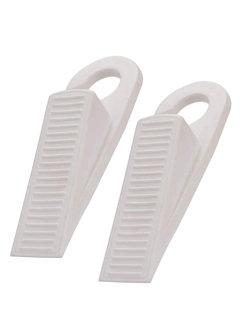 Door Stopper,  Rubber Hook Type Door Stopper, Door Stop Works on All Floor Surfaces, Control The Size of The Door Gaps and Prevent The Lock Outs,1 Inch Thick, 2 Pack White  - Image 1