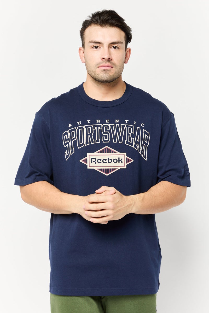 Reebok Men Sportswear Fit Short Sleeve Outdoor T-Shirt, Navy - Image 1