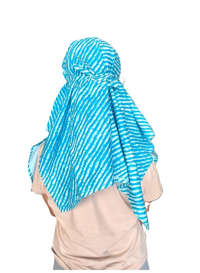 Women Skarf UPF 50+ Sun Protection Cotton layer Blue Checks Design - Image 5