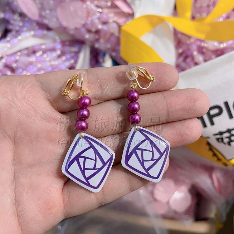 New Movie Star Wish Wish Wish Wish Wish Cartoon Princess Asha Same Style Dark Purple Necklace Ear Clip Earrings Pendant Jewelry - Image 4