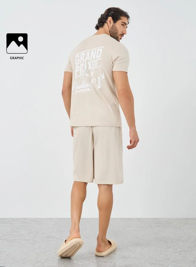 Styli Styli Graphic Print T-Shirt and Shorts Pyjama Set