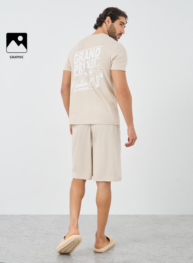 Styli Graphic Print T-Shirt and Shorts Pyjama Set - Image 1