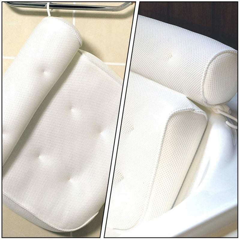 Bath Pillow with 6 Suction Cups 3D Mesh Non Slip Tub Headrest Cushion for Relaxing Spa - Image 5