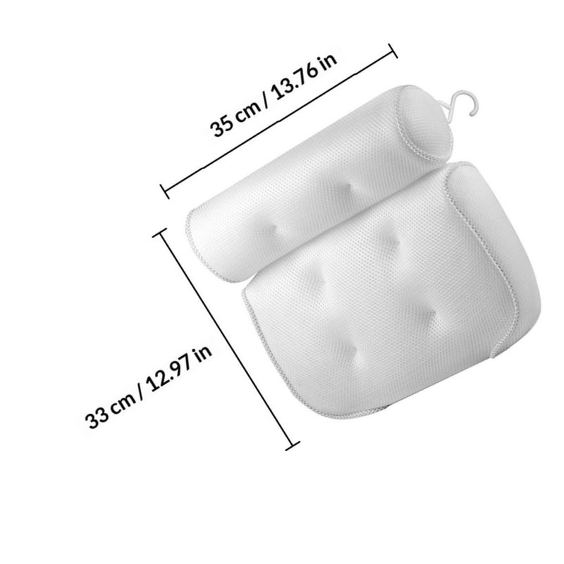Bath Pillow with 6 Suction Cups 3D Mesh Non Slip Tub Headrest Cushion for Relaxing Spa - Image 3