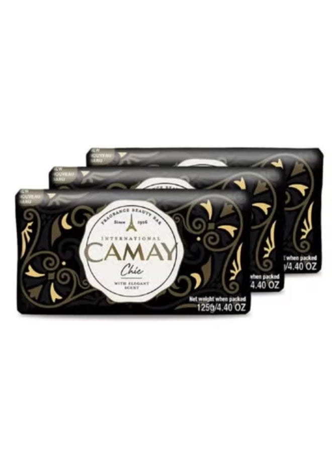 Chic Citrus Beauty Soap with Aromatic Wood, Indulging French Fragrance, Moisturizing Bathing Body Soap with Nature’s Scent & Creamy Lather for Daily Skincare, 125g 3 Pcs