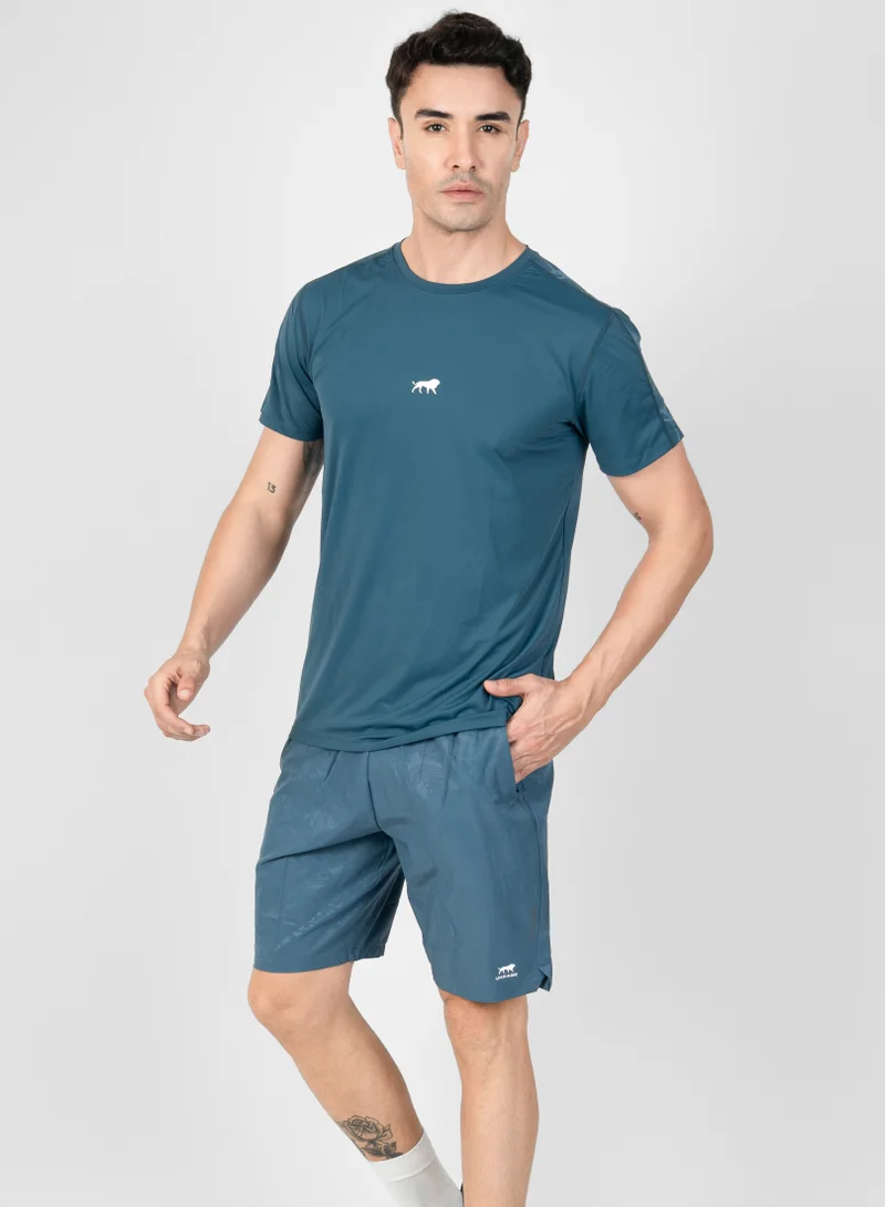 انكسيخ UNXAGE Velocity Performance Gym T-Shirt for Men - Quick Dry Moisture Wicking Training Top | Nylon Spandex Workout Shirt | Steel Teal