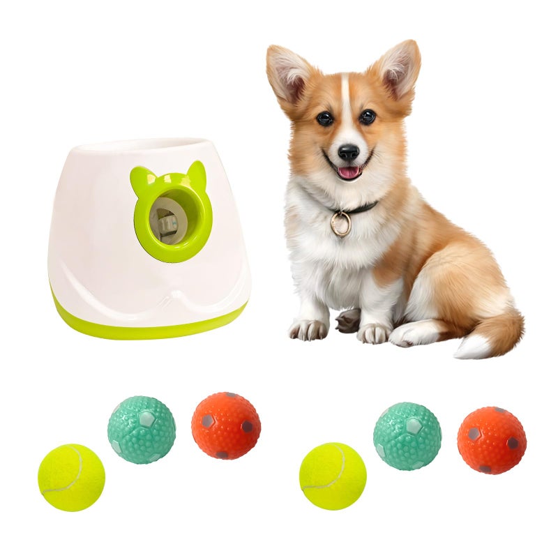 PTLSY Automatic Dog Ball Launcher Interactive Puppy Thrower Machine for Small Medium Dogs 3 Balls Inclusive of 2 inch White Launcher with 6pc Balls - Image 2