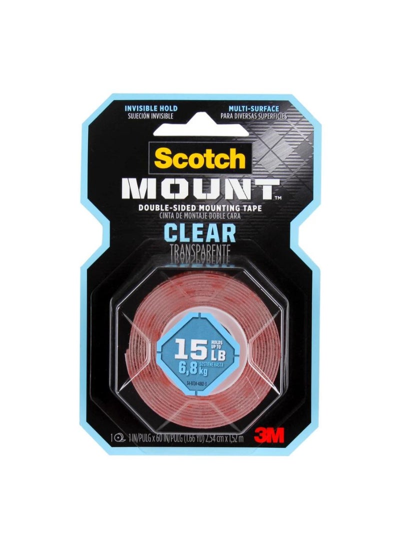 Scotch  3M Scotch Permanent Heavy Duty Mounting Tape 2.5 x 152.4 cm Clear