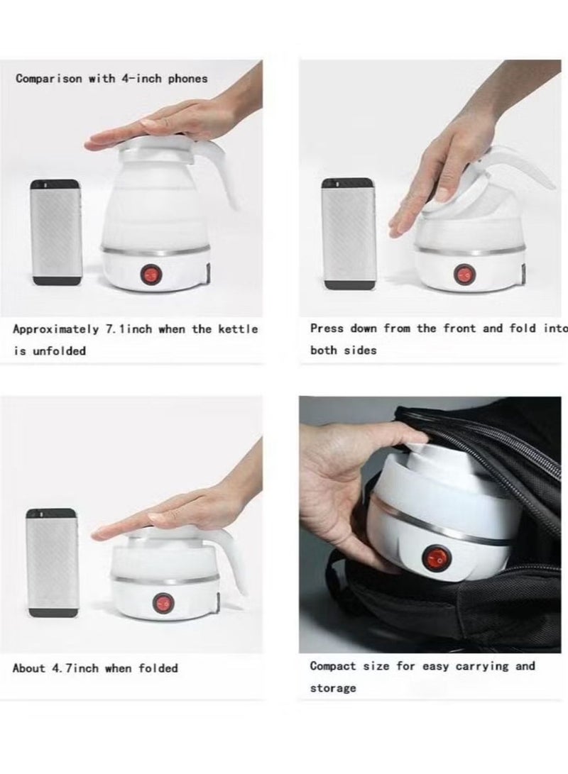 FOCUS غلاية كهربائية قابلة للطي محمولة من السيليكون لتسخين الماء وغلاية شاي للتخييم سهلة التخزين مع سلك طاقة قابل للفصل (بيضاء) - Image 5