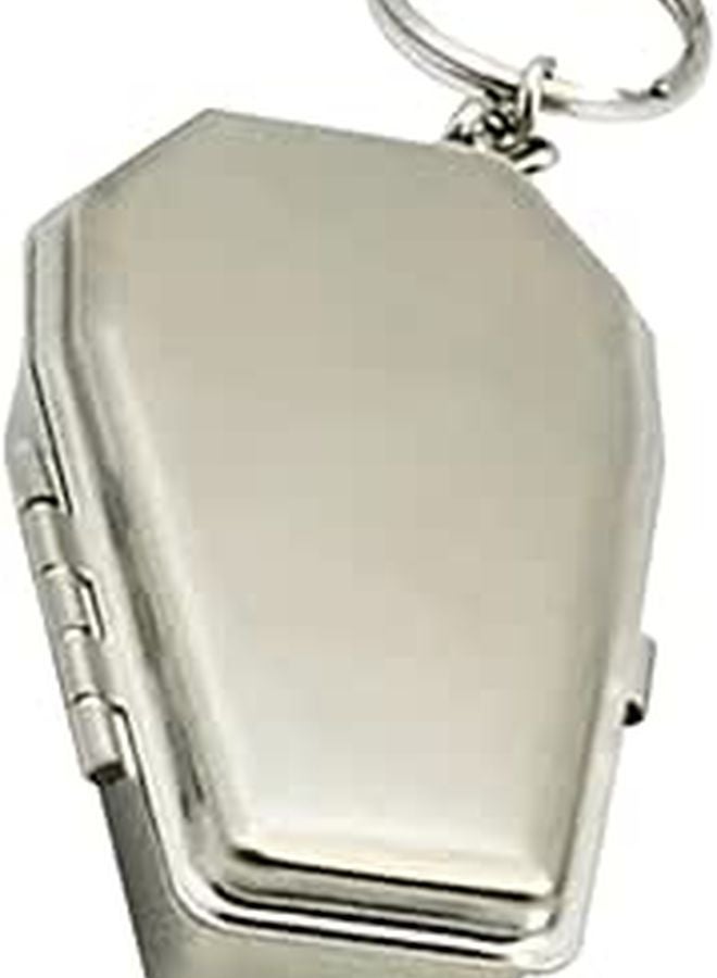 Metal Coffin Shaped Portable Ashtray Keychain for Smokers Travel Camping Outdoor Use - Image 1