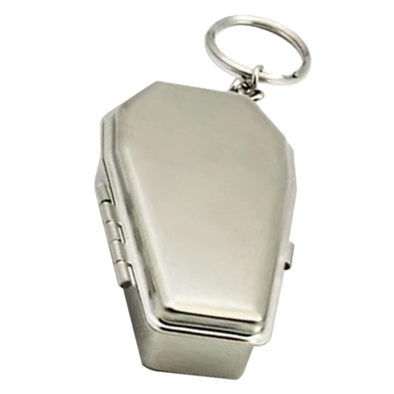 Metal Coffin Shaped Portable Ashtray Keychain for Smokers Travel Camping Outdoor Use - Image 2