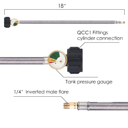 Samplife RV Propane Regulator 2 Tank-2-Stage Auto Changeover LP Propane Regulator for RV Includes Gauge and 2X 18 Pigtail Propane Hoses,Ideal for Trailers and Camper RVs (Silver) - Image 5