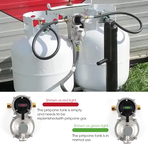 Samplife RV Propane Regulator 2 Tank-2-Stage Auto Changeover LP Propane Regulator for RV Includes Gauge and 2X 18 Pigtail Propane Hoses,Ideal for Trailers and Camper RVs (Silver) - Image 3