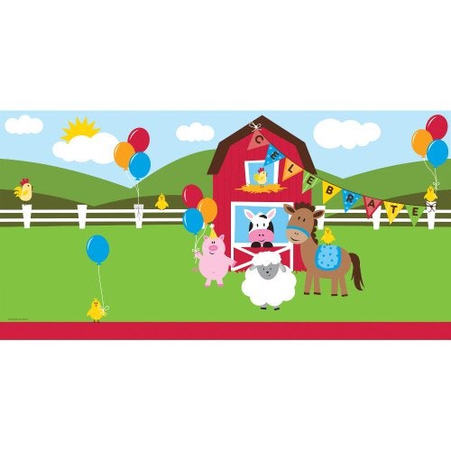 Creative Converting Farmhouse Fun Plastic Tablecover, Party Supplies, 54" x 108", Multicolor, 1ct - Image 2