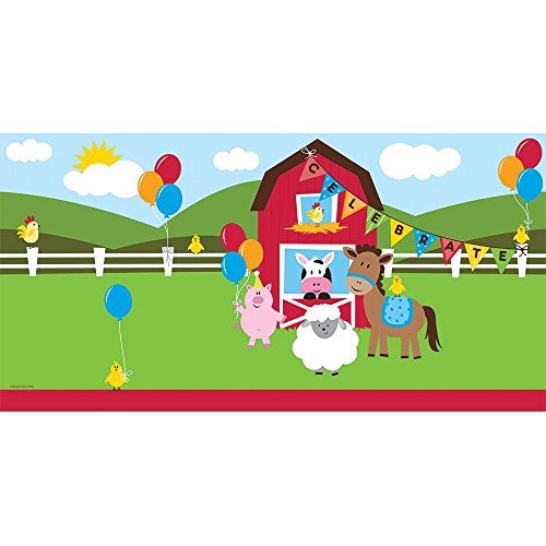 Creative Converting Farmhouse Fun Plastic Tablecover, Party Supplies, 54" x 108", Multicolor, 1ct - Image 1