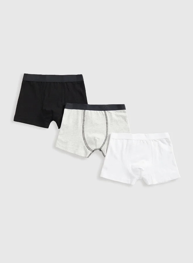mothercare Black, Grey, and White Trunk Briefs - 3 Pack