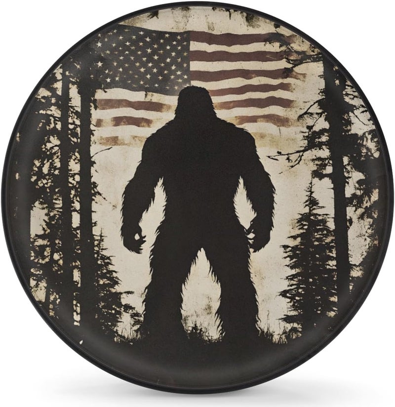 cfpolar Spare Tire Cover for RV Trailer,American Flag Bigfoot Waterproof Sun Leather Wheel Cover,Camper Spare Tire Covers Fit for Jeep Travel Trailer SUV Truck Accessories (17 in for Diameter 31” - 33”),F-1 - Image 1