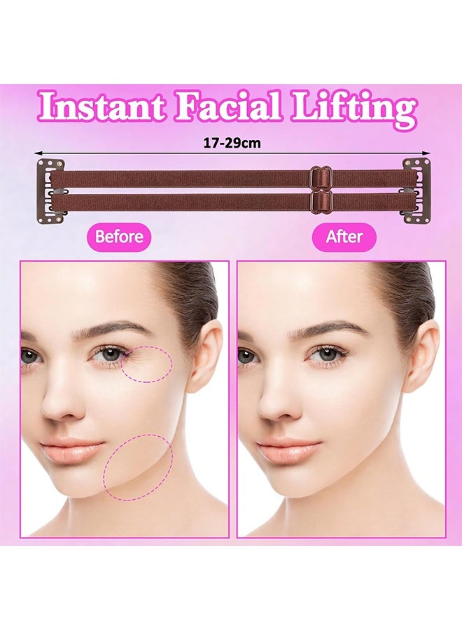 2PCS Face Lifting Strap for Women Eye Wrinkle Reduction Skin Tightening Facelift Band for Face Adjustable Facial Lifting Bands Daily Anti Aging Care Lift Sagging Skin Beauty Tool Invisible Tape Instant Eye and Face Lift, Hairpin and Tape Slim Invisible Design Portable Face Lift Clip, Reusable - Image 2