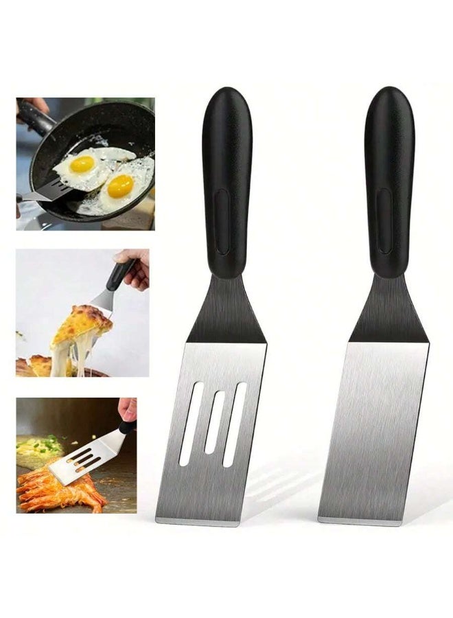 A small stainless steel spatula for kitchen use, for cooking pancakes, biscuits, lasagna, and for serving tarts, bread, and grilled items; restaurant kitchen tools. - Image 1
