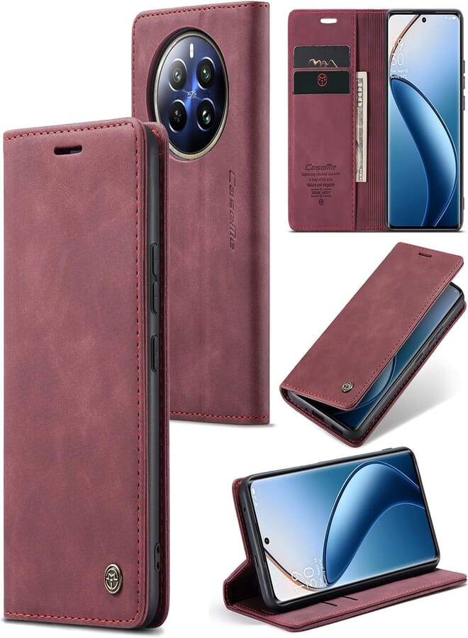 phone case compatible with oppo Realme 12 pro plus (12 pro+) case Multifunctional Horizontal Flip Leather Case, with Card Slot & Holder & Wallet for oppo Realme 12 pro plus (12 pro+) (wine red)