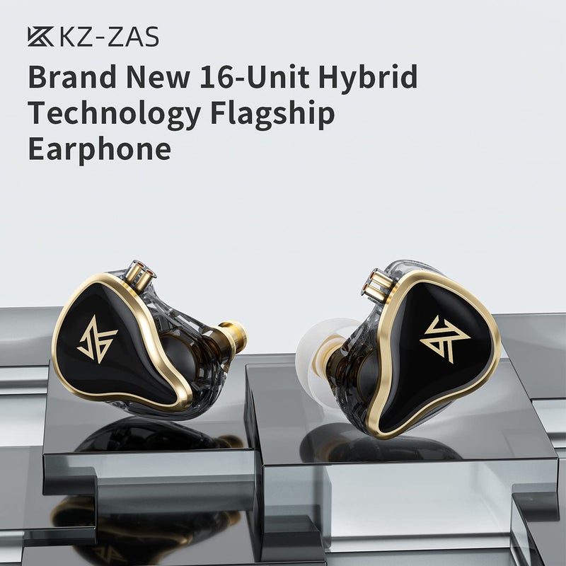 KZ ZAS 7BA+1DD in Ear Monitor Headphones, Wired Earbuds 8 Hybrid Drivers HiFi Deep Bass Sound Isolating Earphone Clear Sound Secure Fit 8 Core Durable Cable Professional IEM (Without Mic, Black) - Image 2