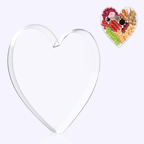 RUFHVTY 11" Acrylic Heart Shaped Charcuterie Board, Heart Plates for Dessert Appetizer Display, Love Serving Tray for Valentines Day Birthday Anniversaries Table Decorations Supplies - Image 1