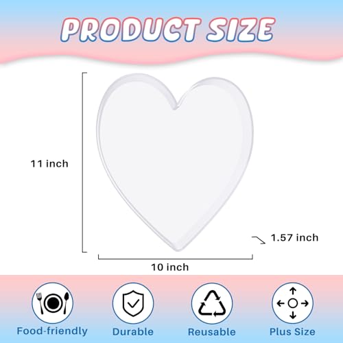 RUFHVTY 11" Acrylic Heart Shaped Charcuterie Board, Heart Plates for Dessert Appetizer Display, Love Serving Tray for Valentines Day Birthday Anniversaries Table Decorations Supplies - Image 2